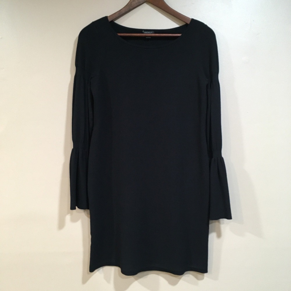 Ann Taylor Bell Sleeve Boatneck Mini Dress Sz S Black Office‎ Whimsigoth Witchy